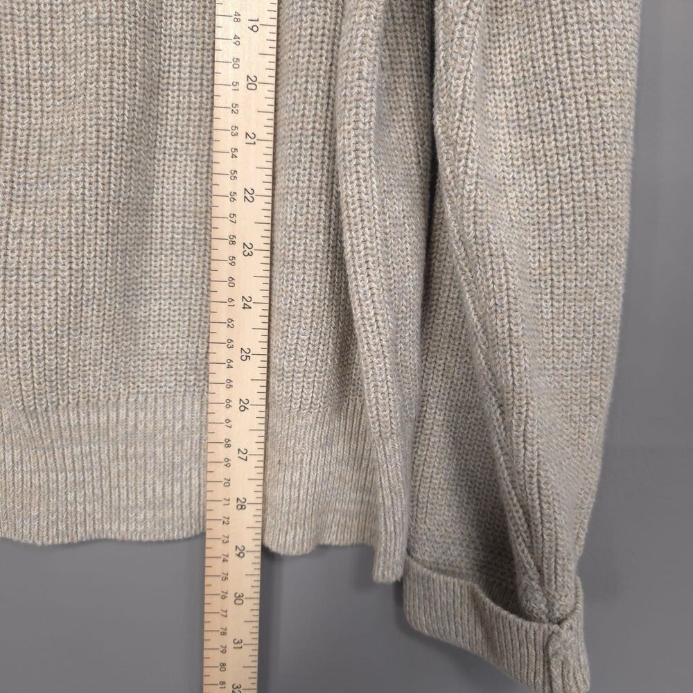 J. Peterman Men’s Beige Marled Knit 100% Cotton Sweater LARGE Crewneck Fisherman - Picture 4 of 9